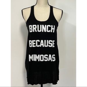 Dentz Denim Novelty Tank Top "Brunch Because Mimosas" Black Size M